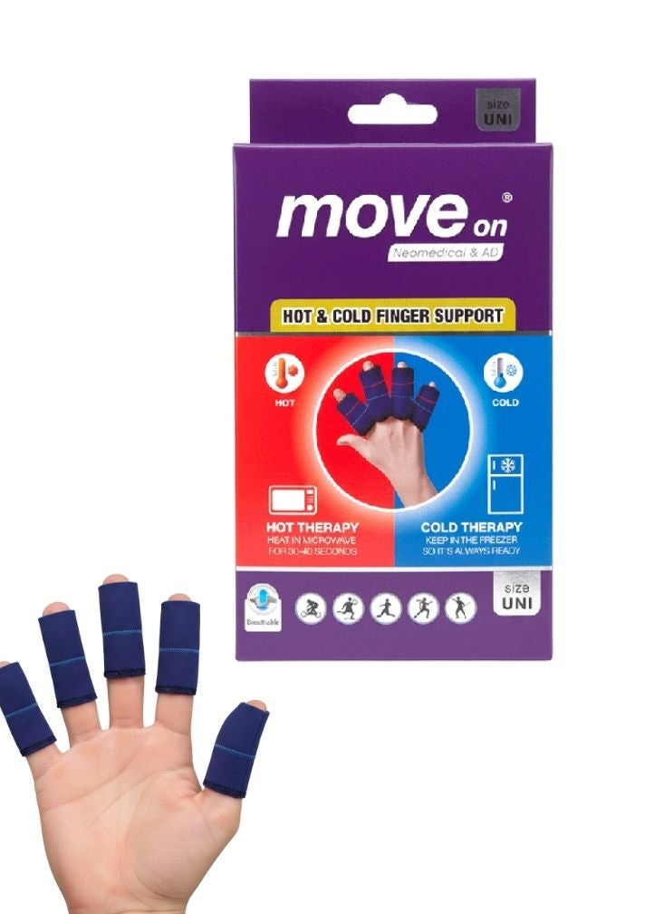 Move On Hot & Cold Finger Support – Reusable Gel Finger Therapy Wrap for Sports Injury, Swelling & Joint Pain - Image 1